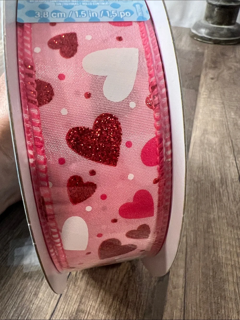 Kirkland Signature Pink Heart Wire-Edged Ribbon